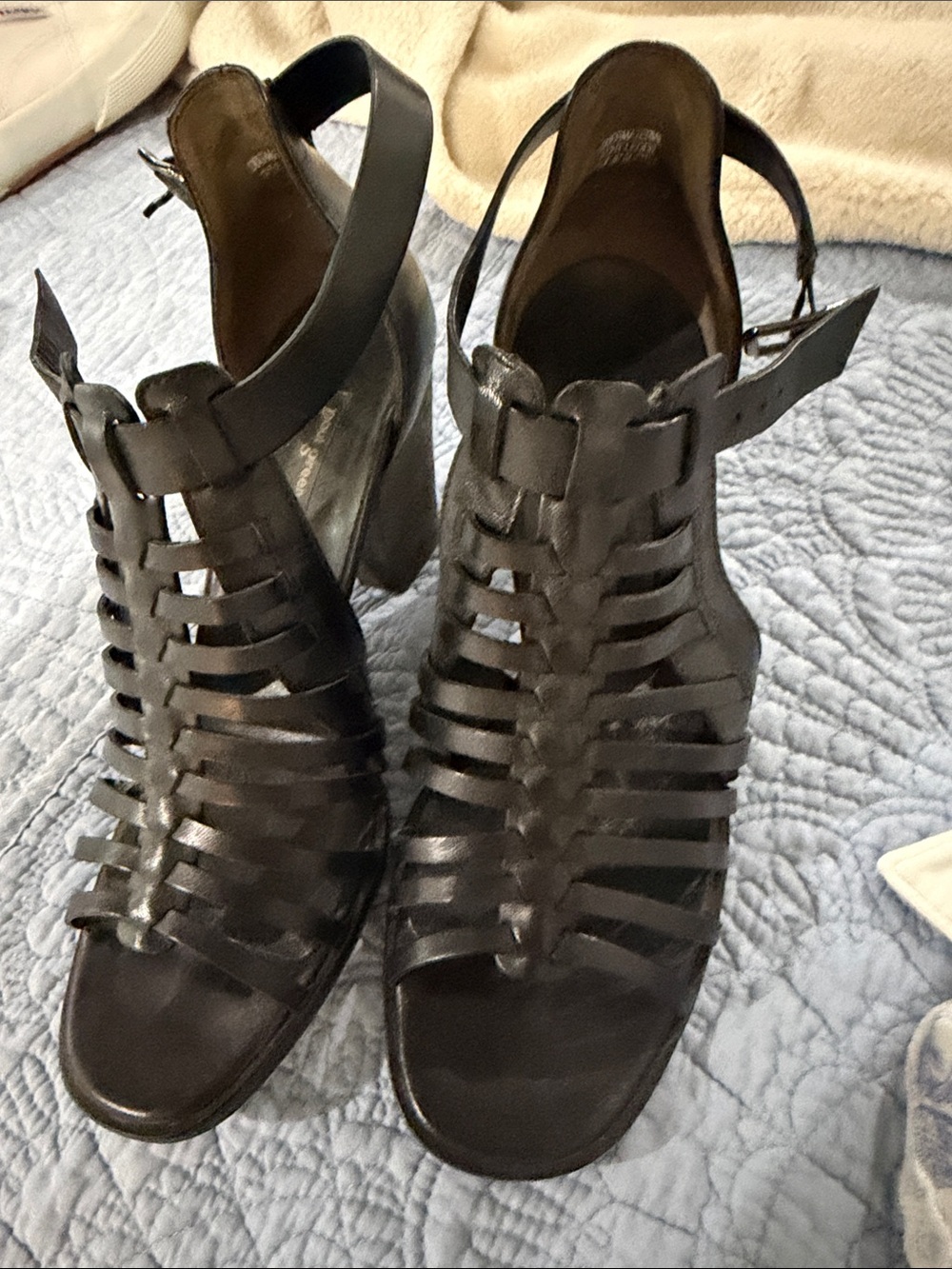 Paul Green Black Strappy Block Heel Sandals